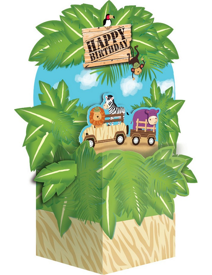 Centre de table anniversaire Safari aventure 28 X 20 cm