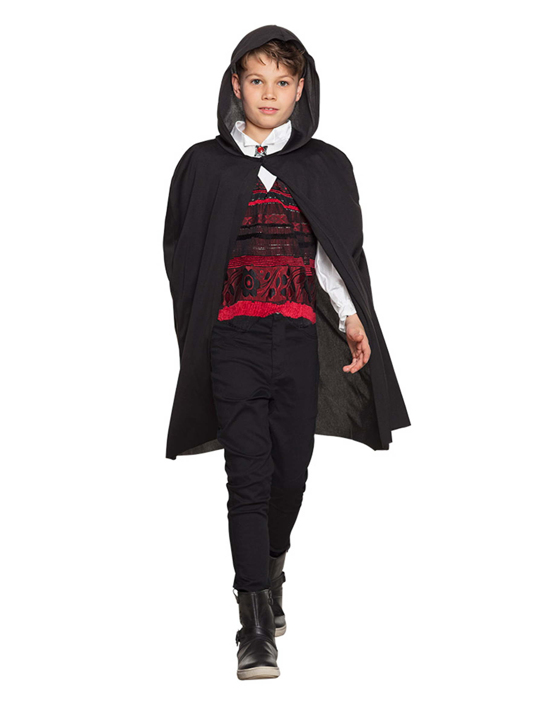 Cape à capuche noire enfant Halloween