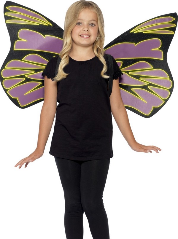 Ailes noires et violettes fluorescentes enfant