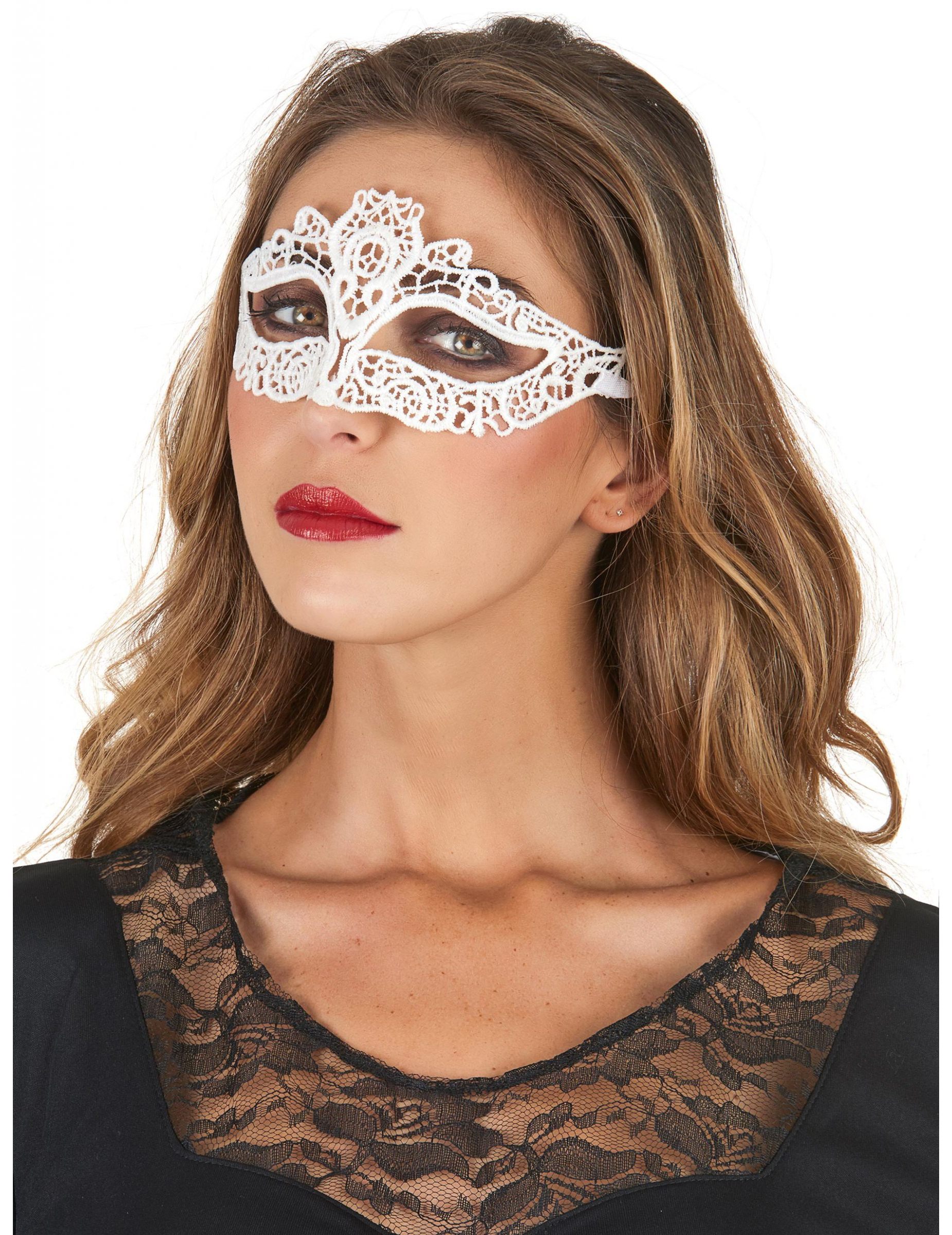 Masque dentellé blanc femme
