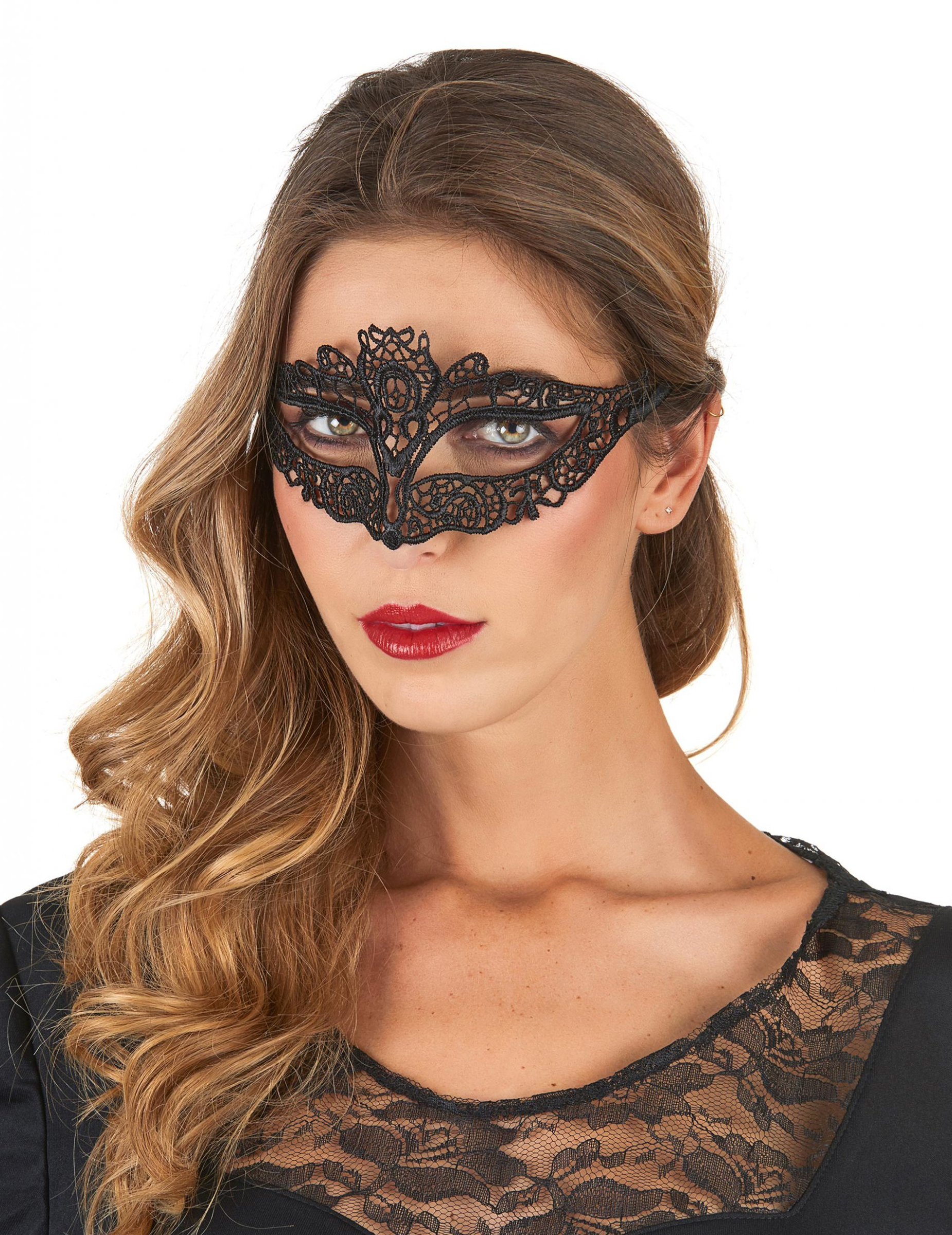 Masque dentellé noir femme