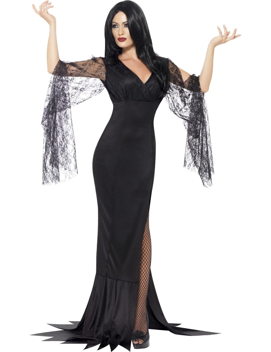 Déguisement sorcière avec dentelle noire femme Halloween