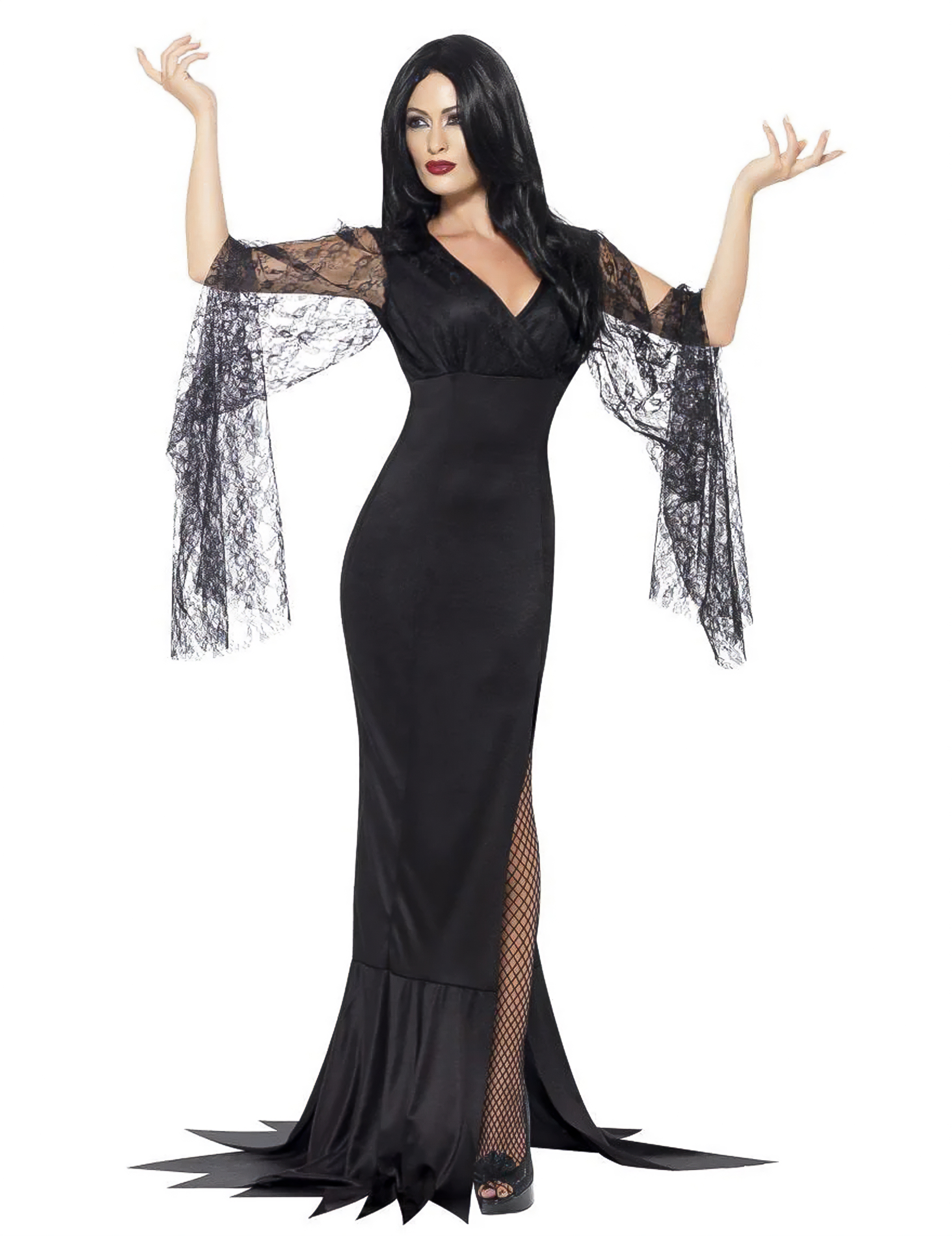 Déguisement sorcière avec dentelle noire femme Halloween