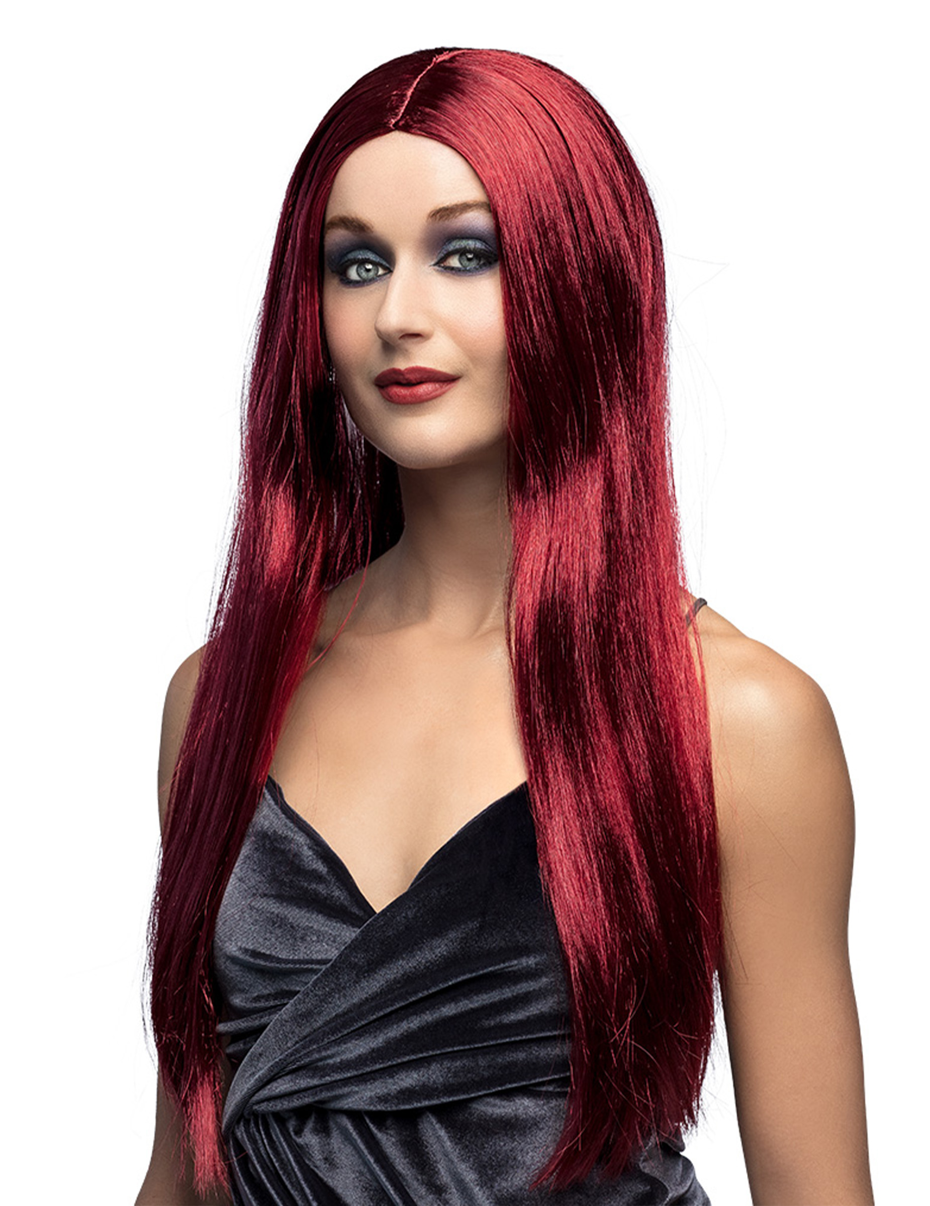 Perruque vampire longue pourpre femme