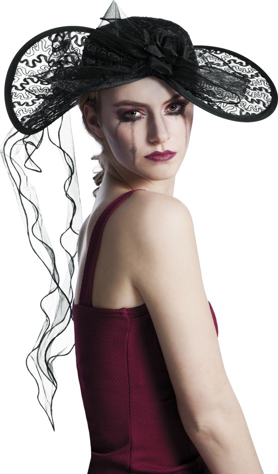 Chapeau veuve noire dentelle femme Halloween