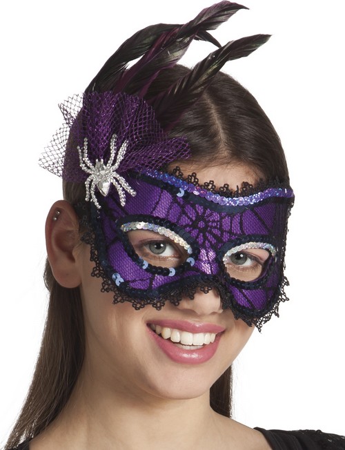 Loup violet avec plumes araignée femme Halloween