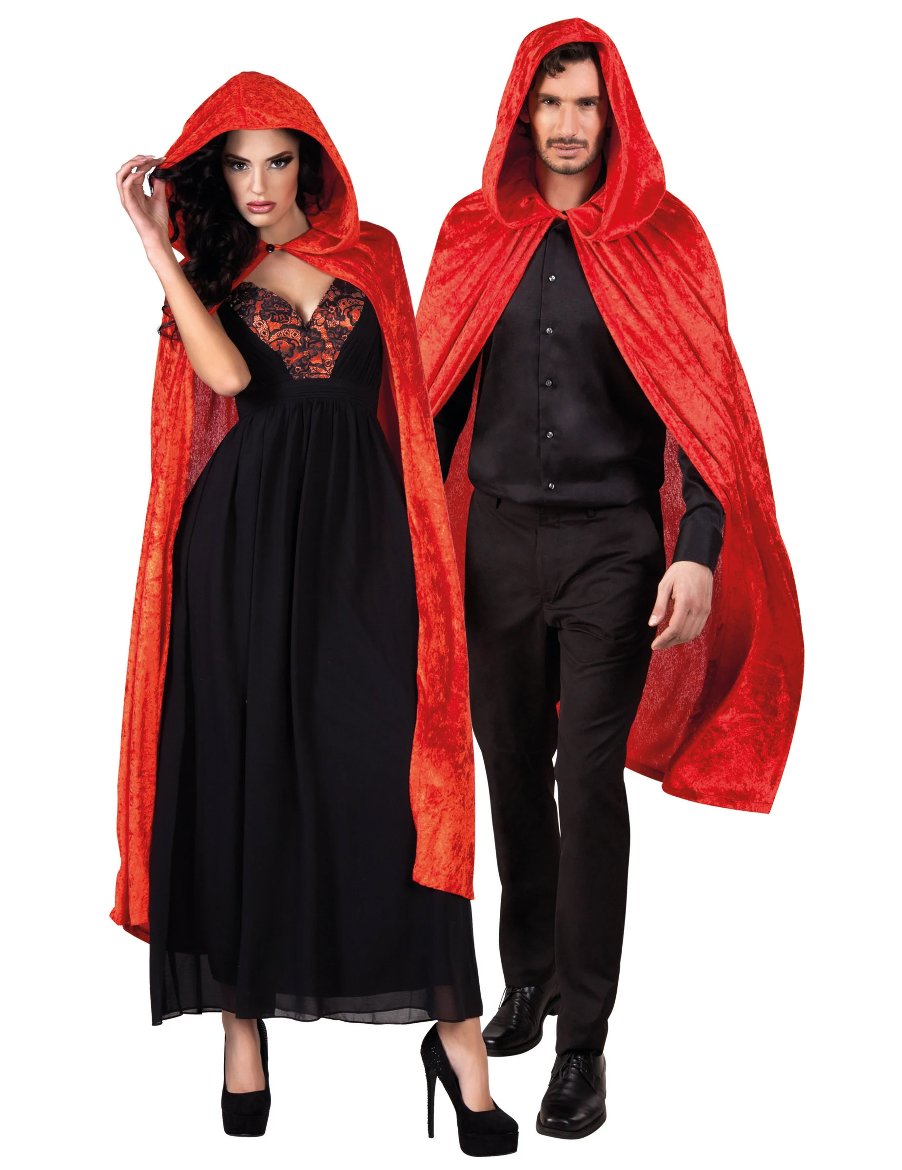 Cape rouge aspect velours 120 cm adulte Halloween