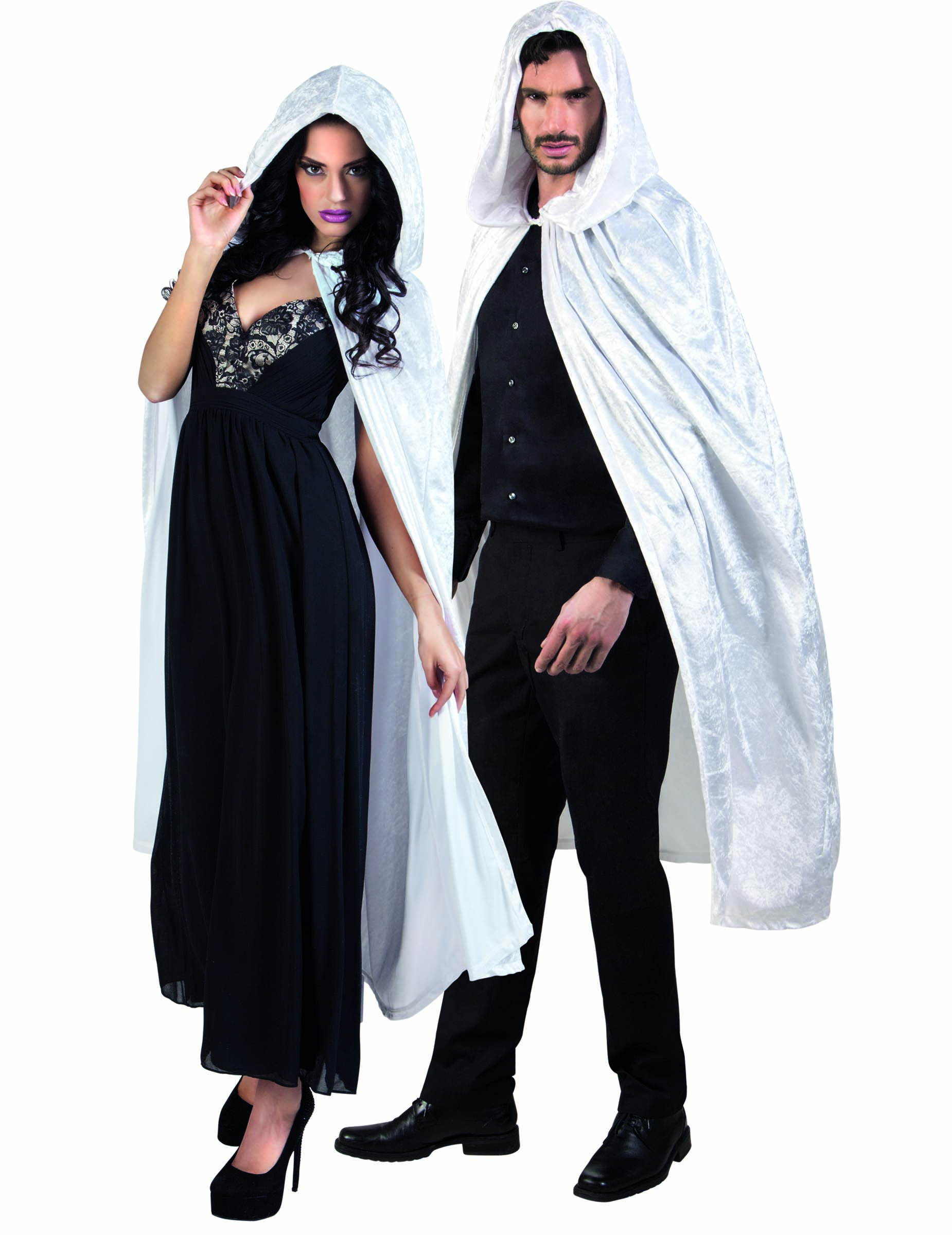 Cape blanche aspect velours 120 cm adule Halloween