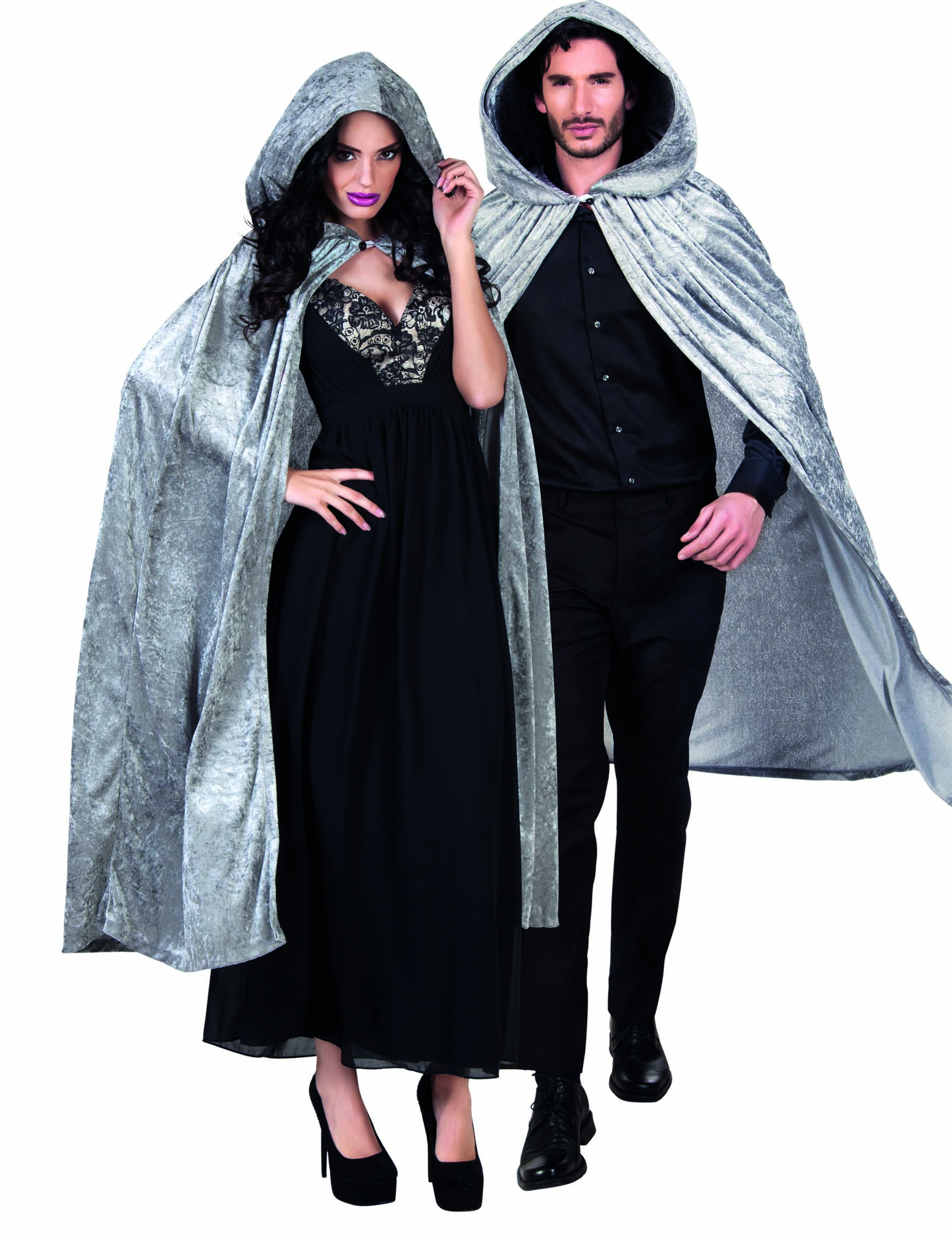 Cape grise aspect velours 170 cm adule Halloween