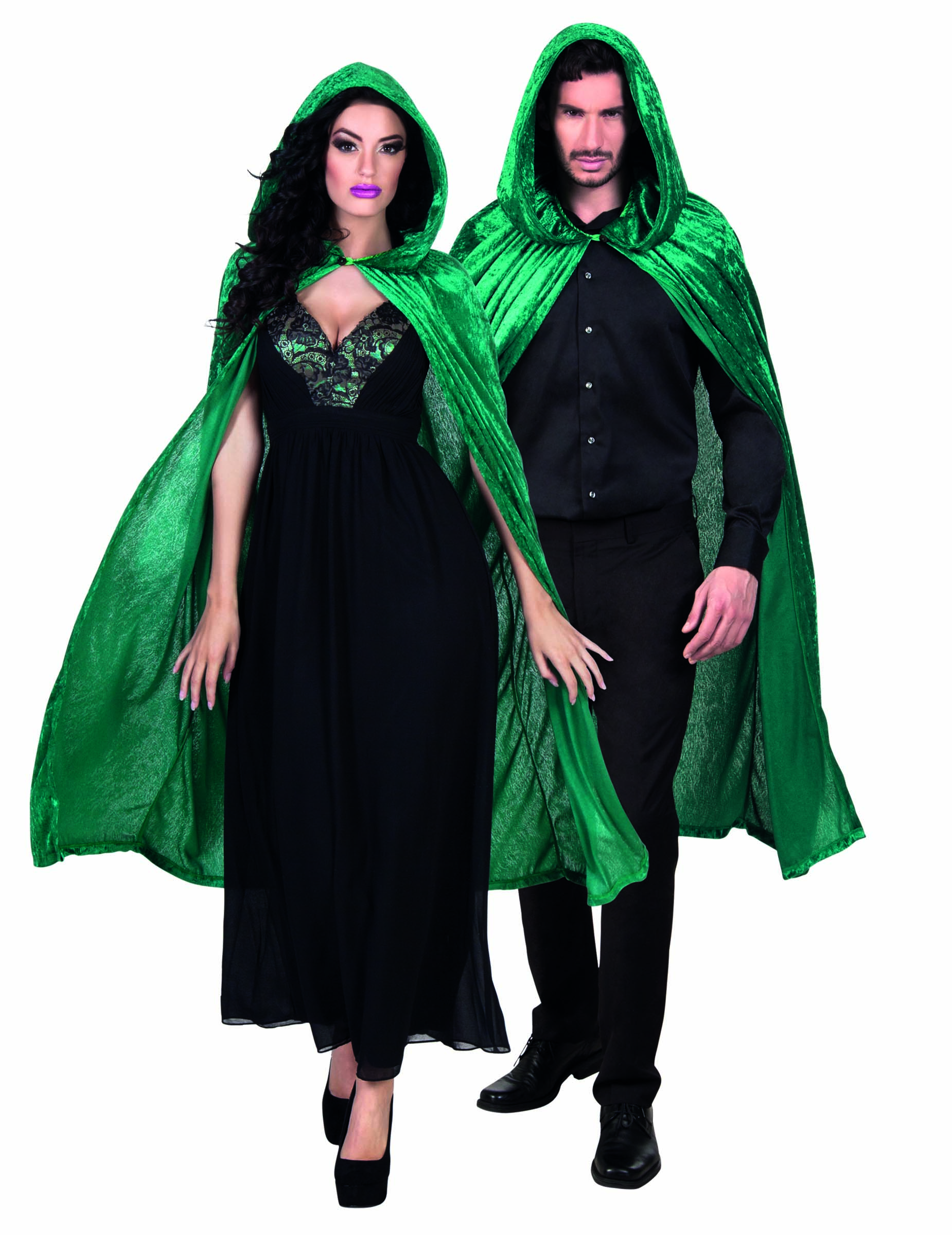 Cape verte aspect velours 120 cm adulte Halloween