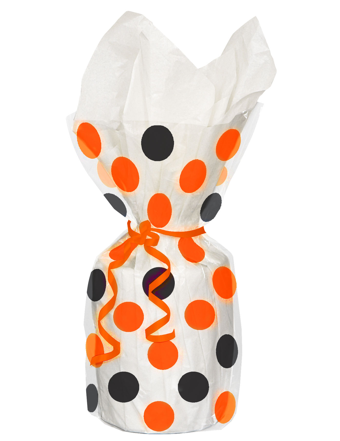 20 Sacs en plastique à points orange et noirs Halloween