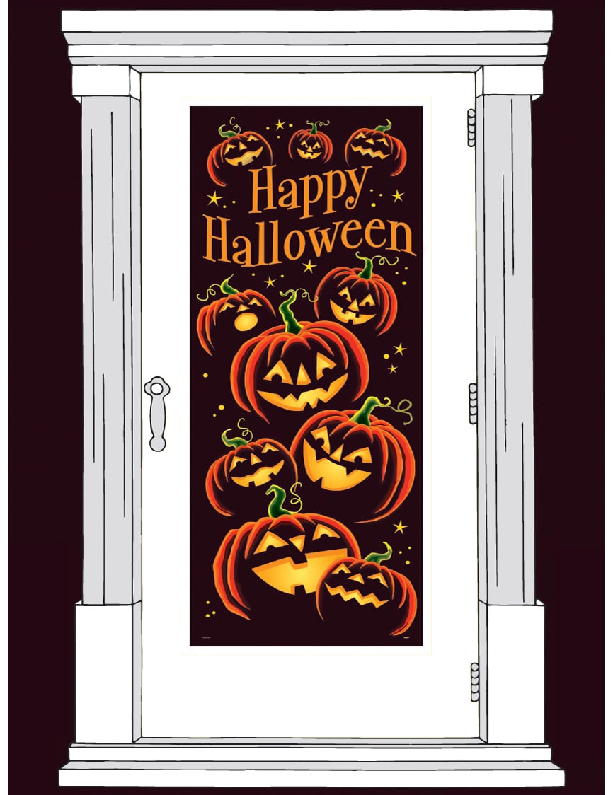 Décoration de porte Citrouille Diabolique Halloween