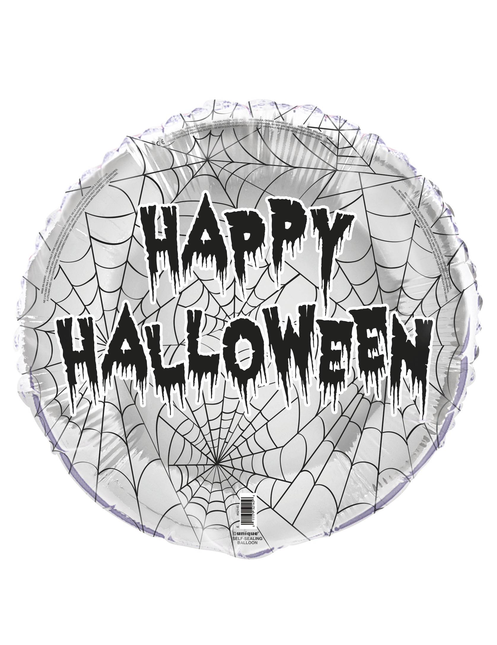 Ballon argenté en plastique Happy Halloween