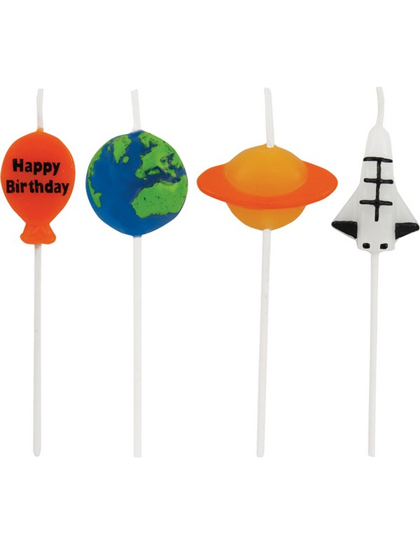 4 Bougies anniversaire de l'espace 7.5 cm