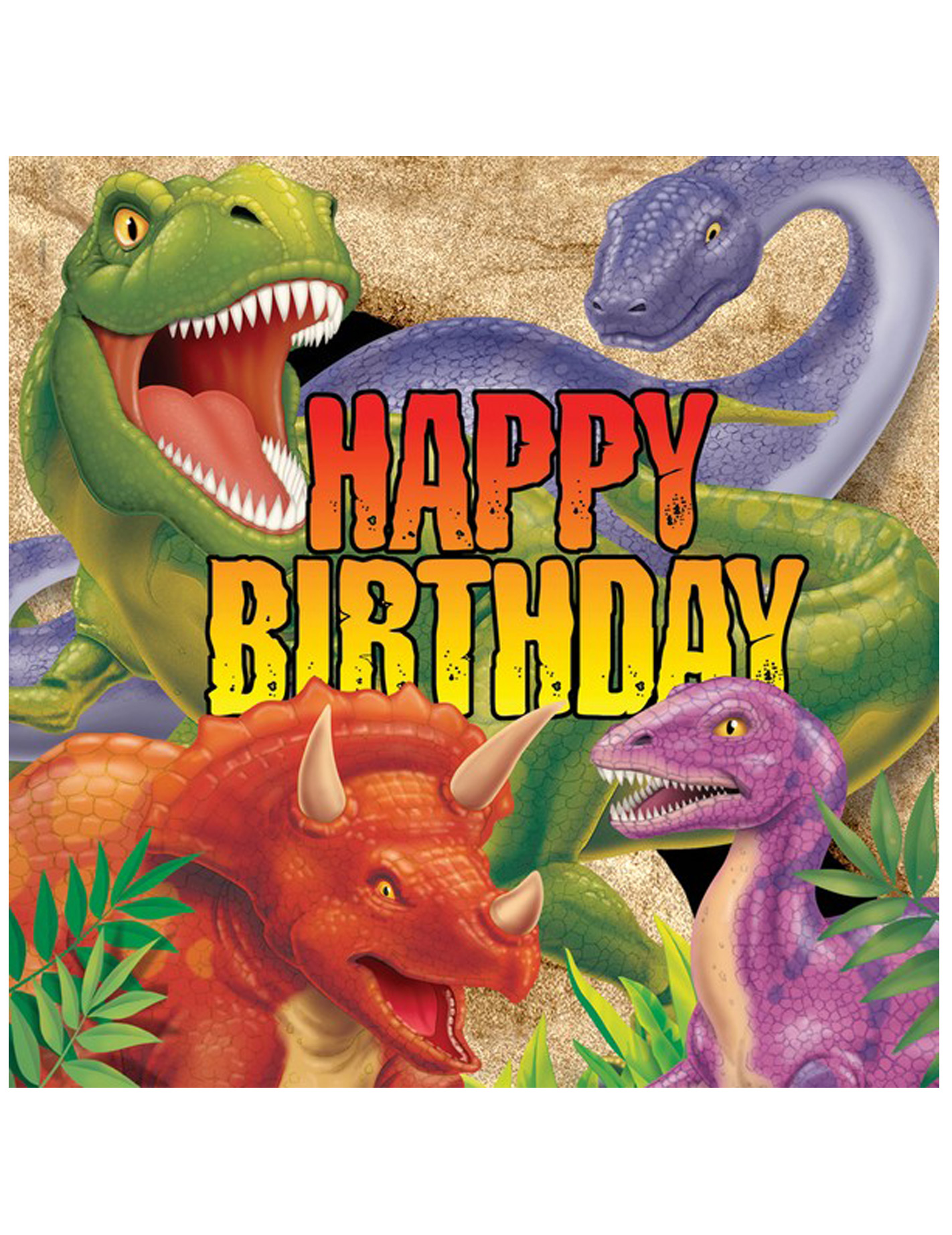 16 Serviettes en papier Dinosaures Anniversaire 33 x 33 cm