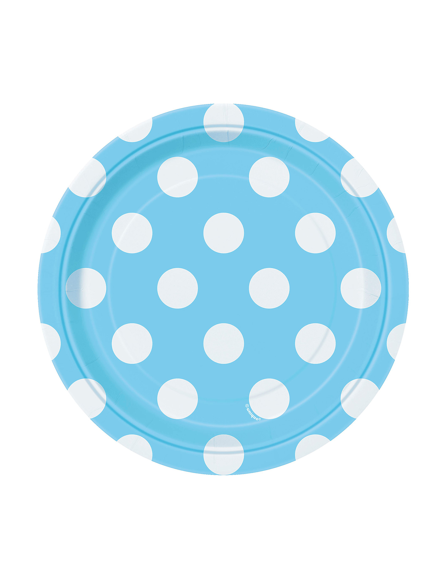 8 Petites assiettes bleues à pois blancs en carton 17 cm