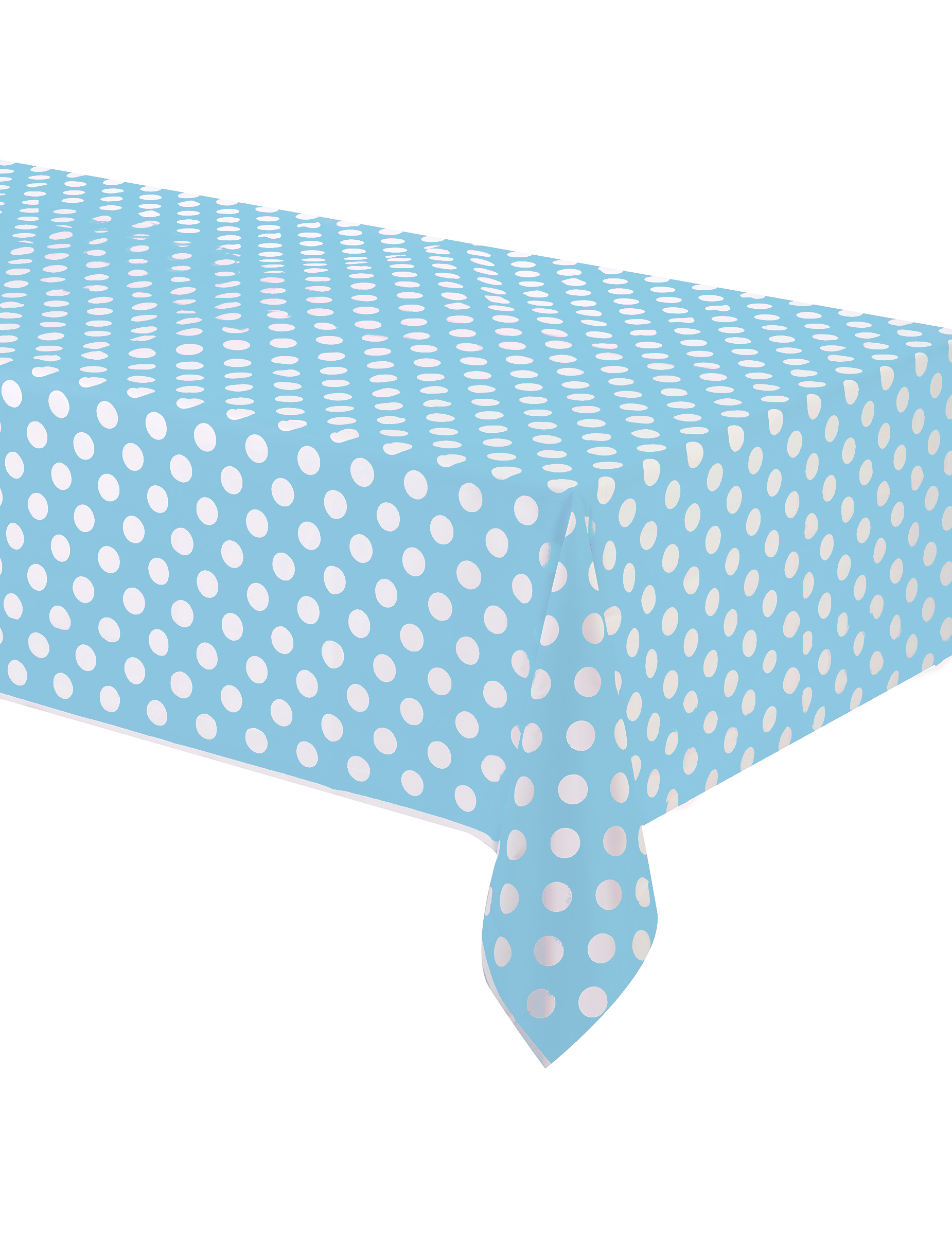 Nappe bleue à pois blancs en plastique 137 x 274 cm
