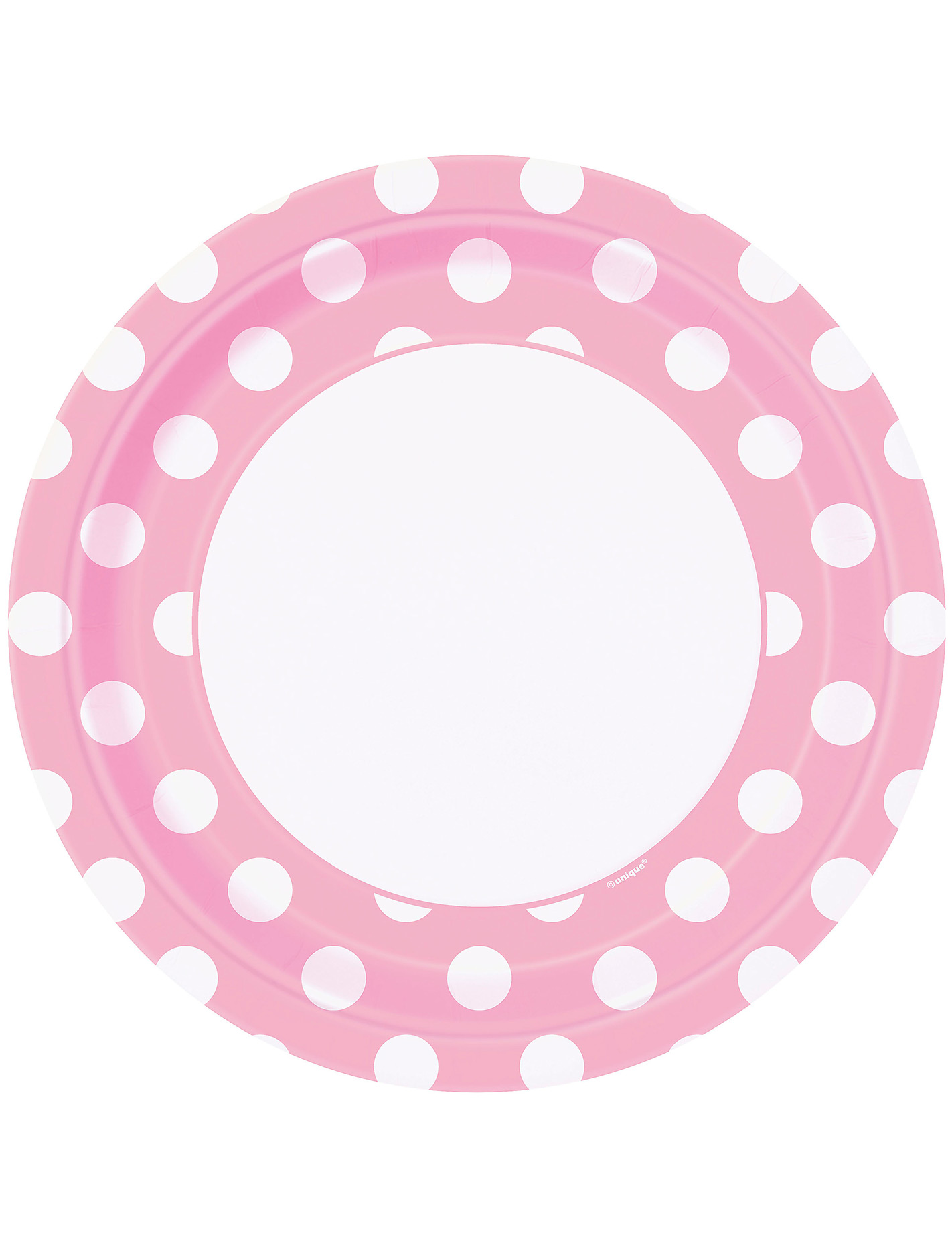 8 Assiettes rose clair à pois blancs en carton 22 cm