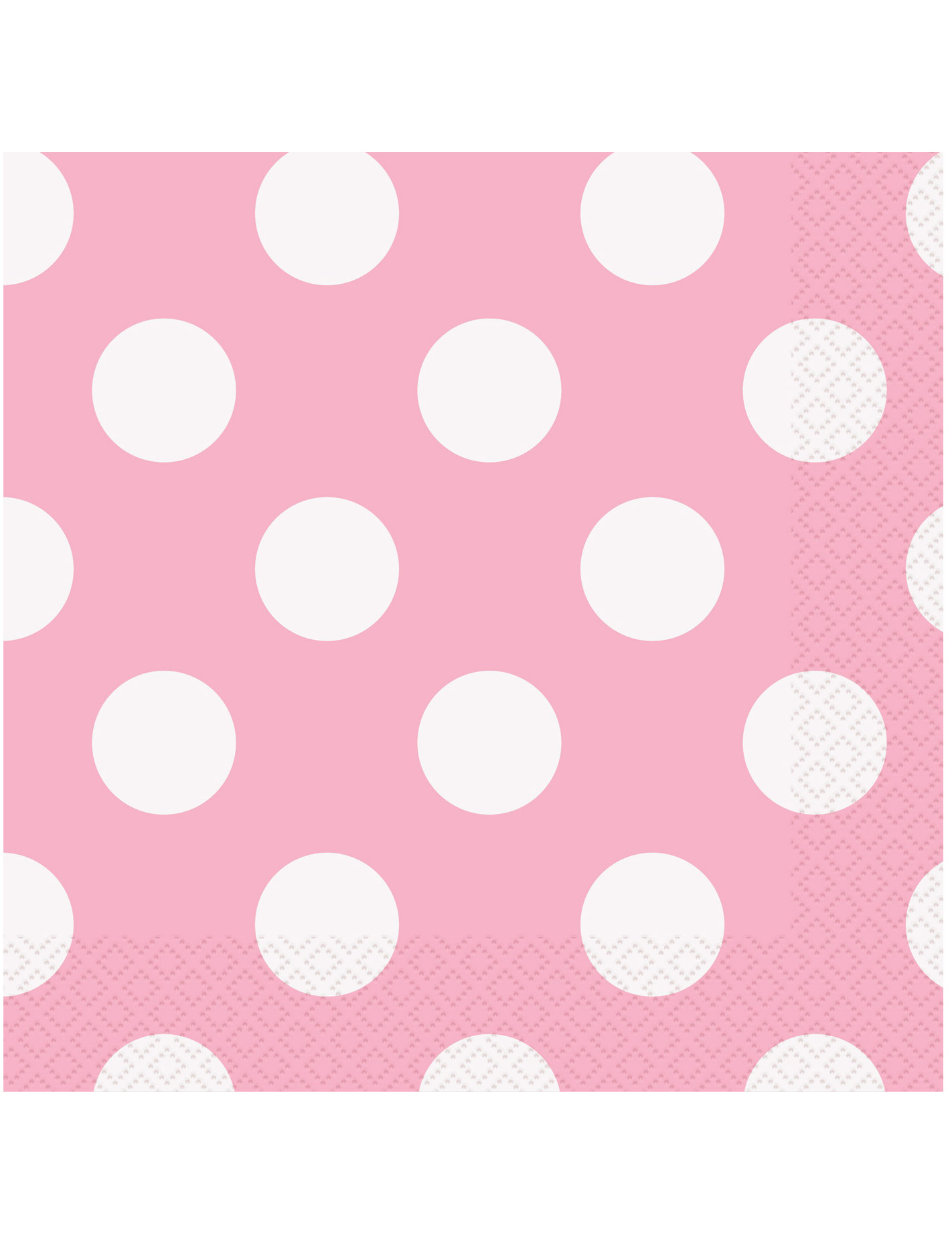 16 Serviettes en papier rose clair à pois blancs 33 x 33 cm