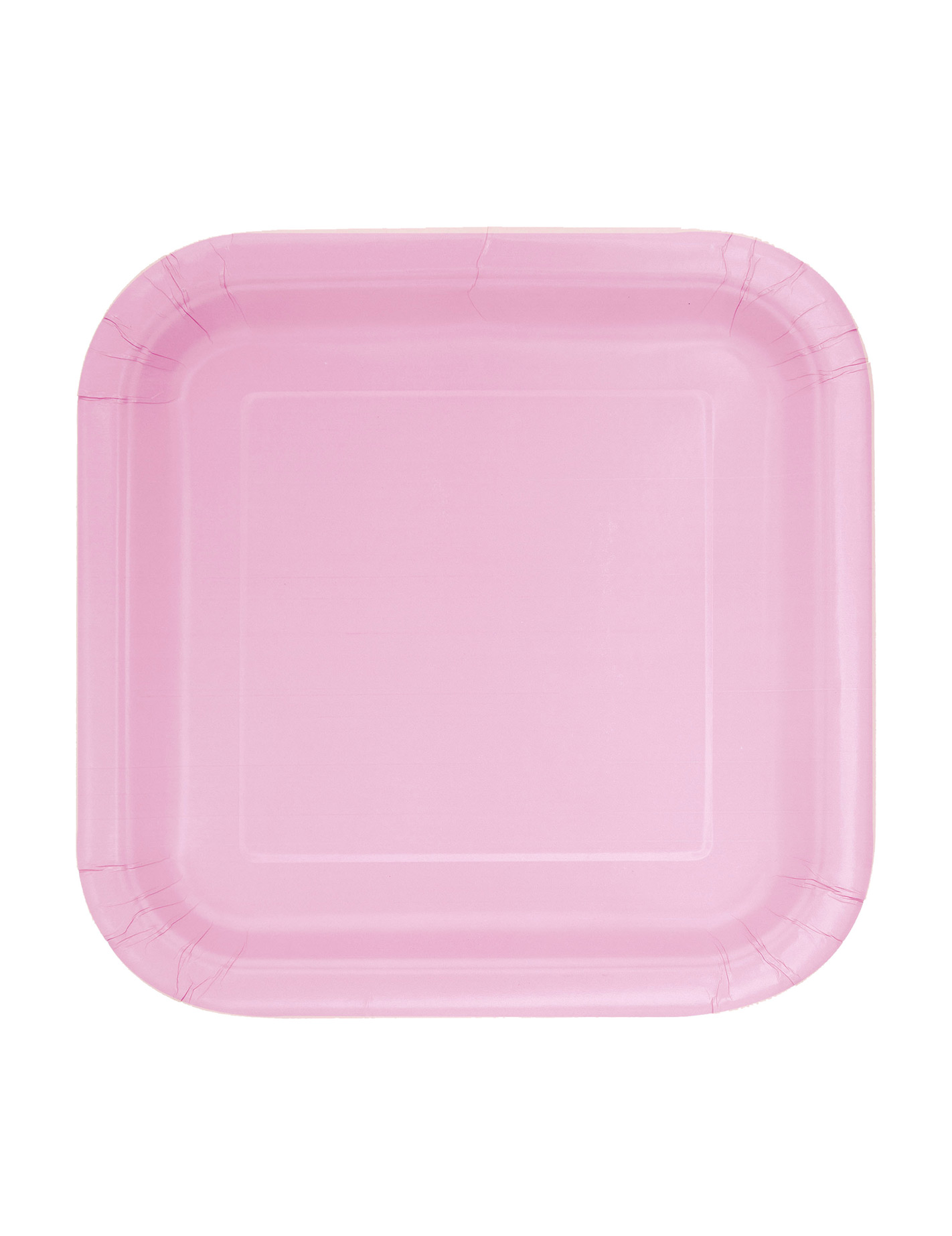 16 Petites assiettes carrées en carton rose clair 17 cm