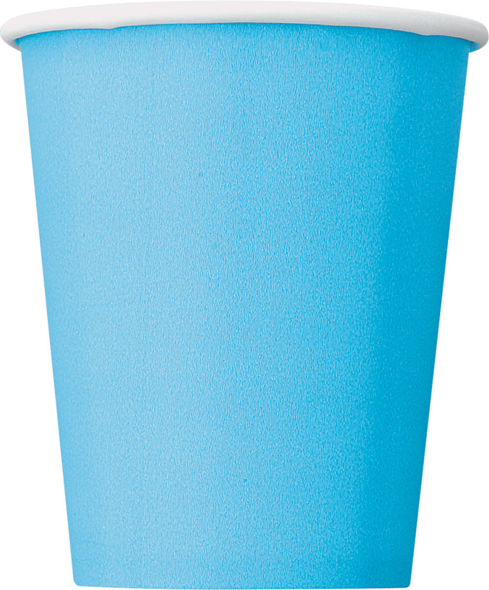 8 Gobelets bleu pastel en carton 270 ml