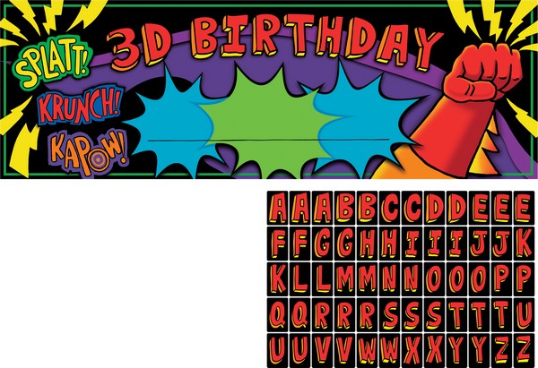 Bannière Anniversaire personnalisable Super-Héros 50 x 152 cm