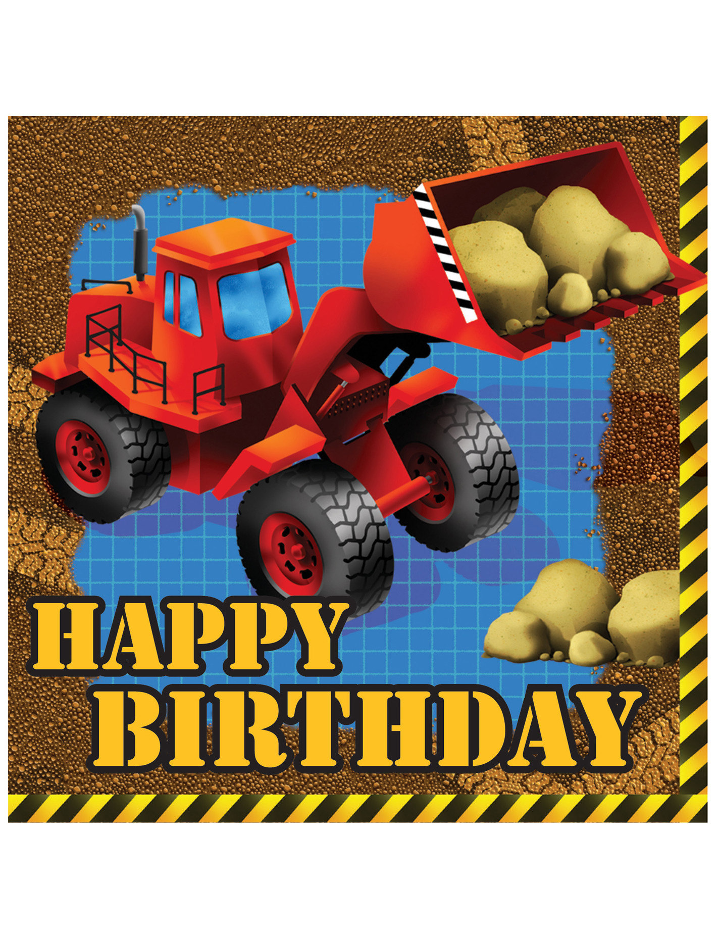 16 Serviettes en papier Anniversaire Chantier 33 x 33 cm
