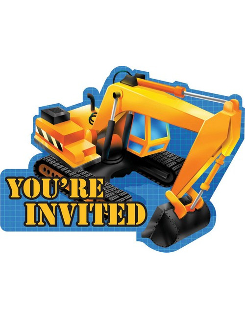8 Cartes d'invitation Anniversaire Chantier