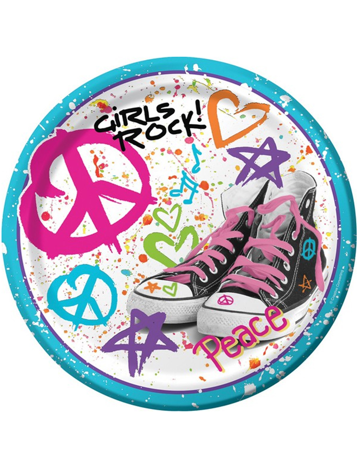 8 Assiettes en carton Anniversaire Girls rock 23 cm