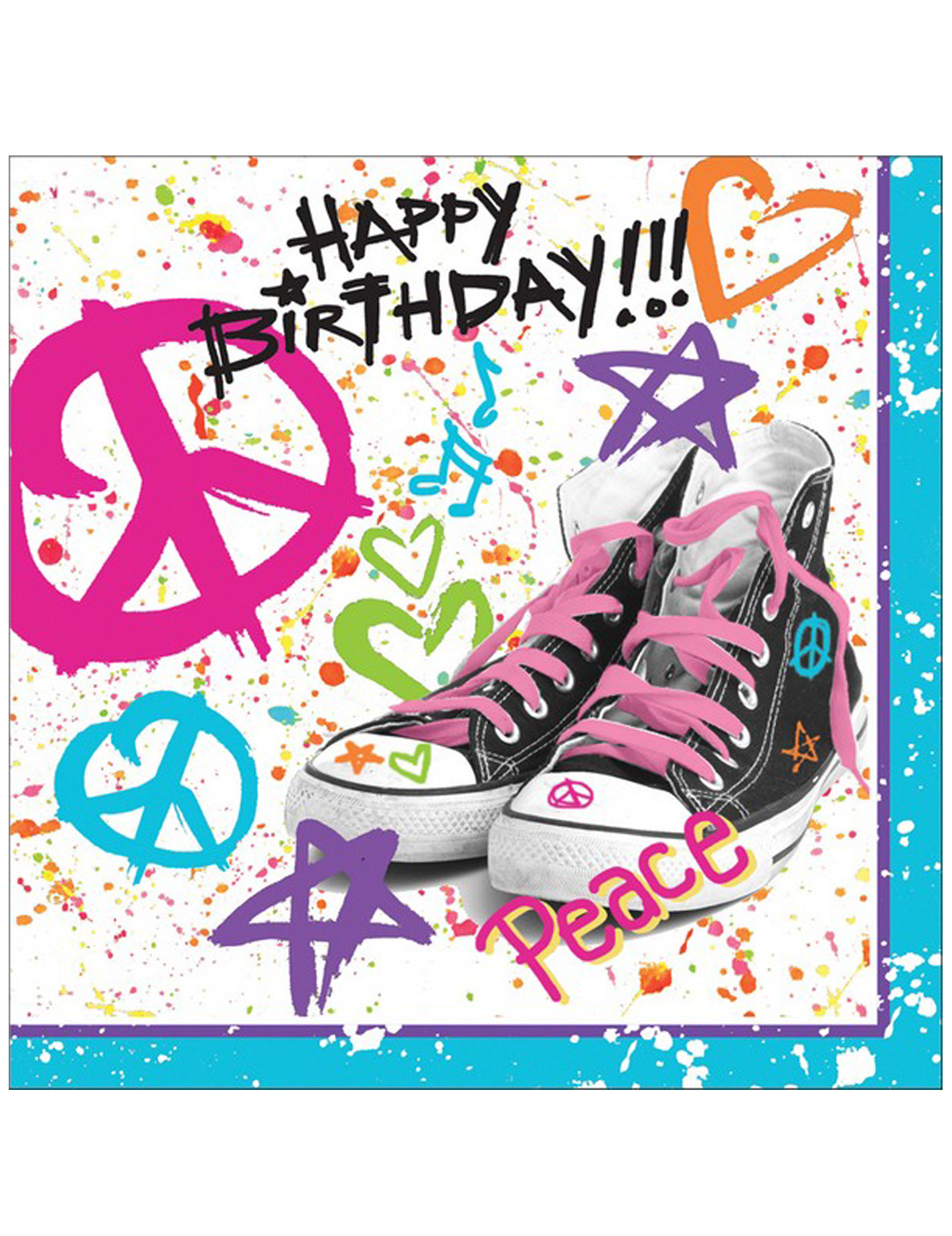 16 Serviettes en papier Anniversaire Girls rock 33 x 33 cm