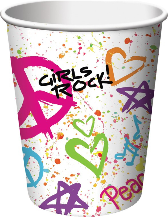 8 Gobelets en carton Anniversaire Girls rock