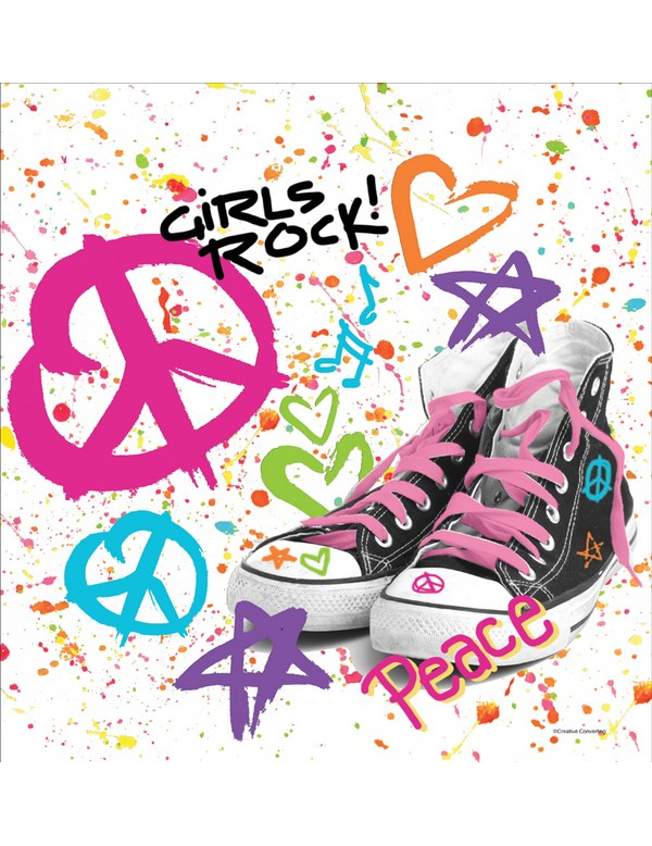 Nappe en plastique Anniversaire Girls rock