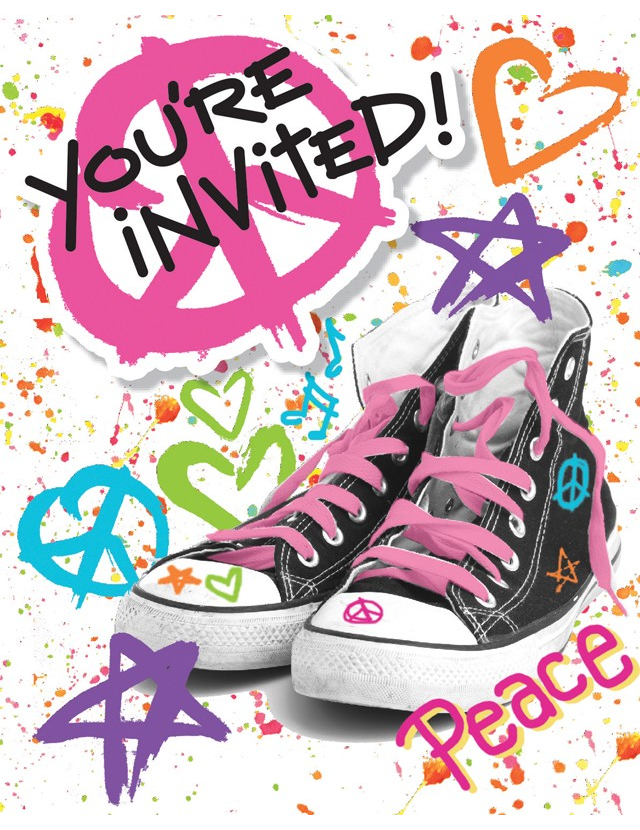 8 Cartes d'invitation Anniversaire Girls rock