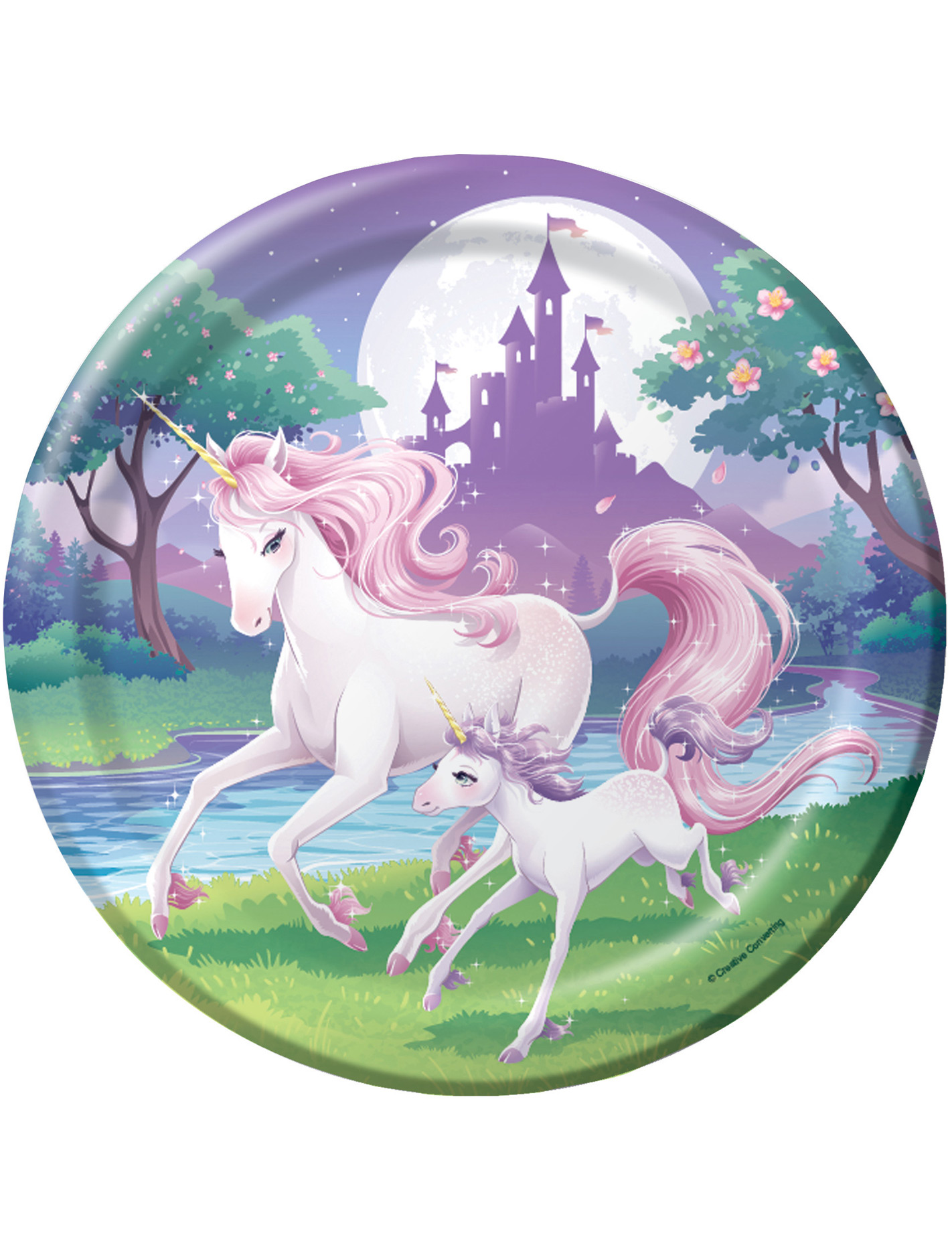 8 Assiettes en carton Licorne Magique 23 cm
