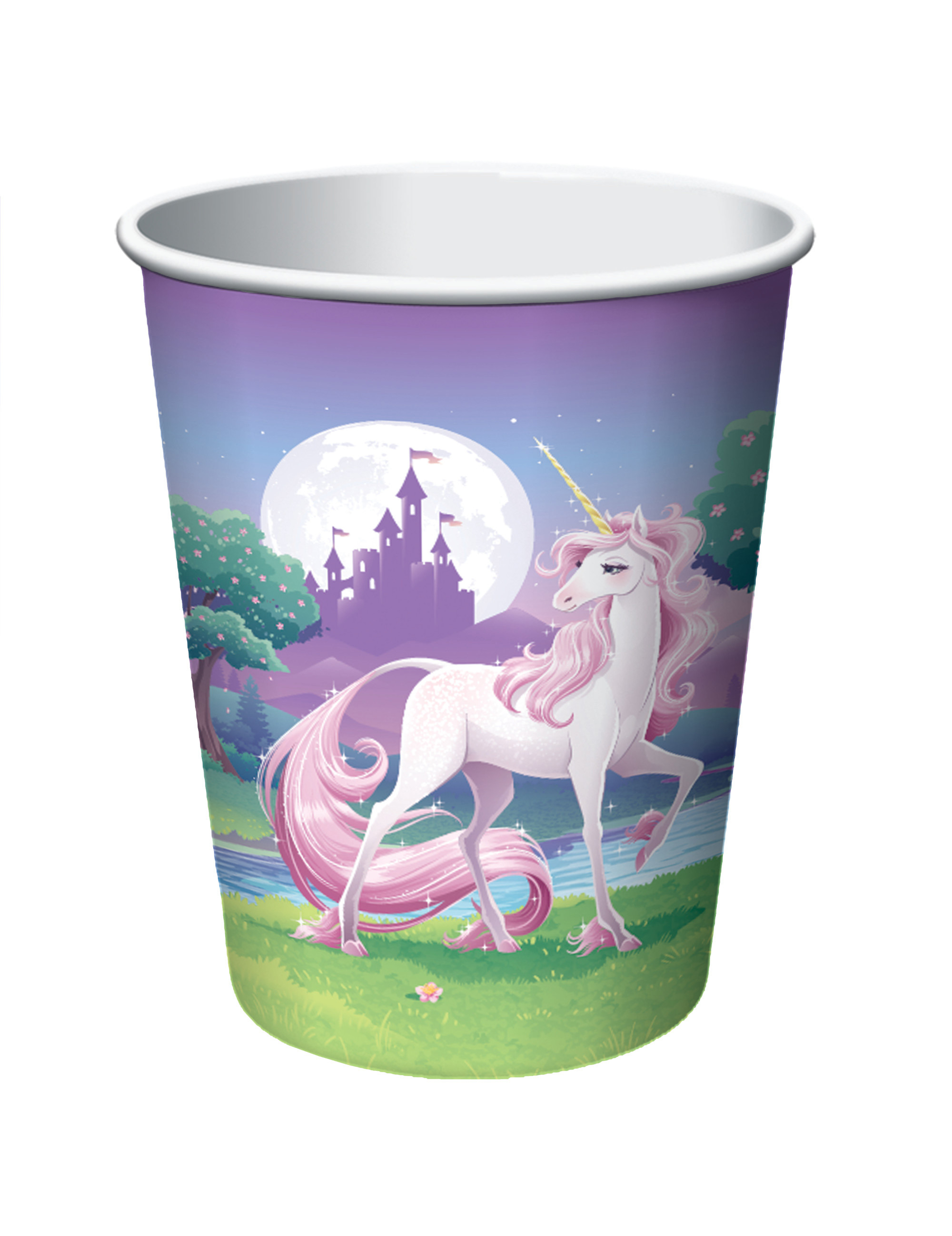 8 Gobelets en carton Licorne magique 256ml