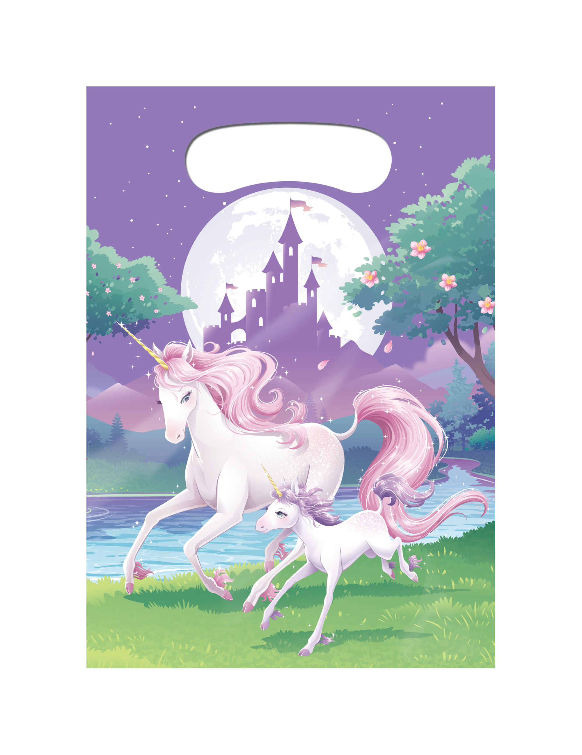 8 Sacs cadeaux en plastique Licorne magique 22 x 16 cm