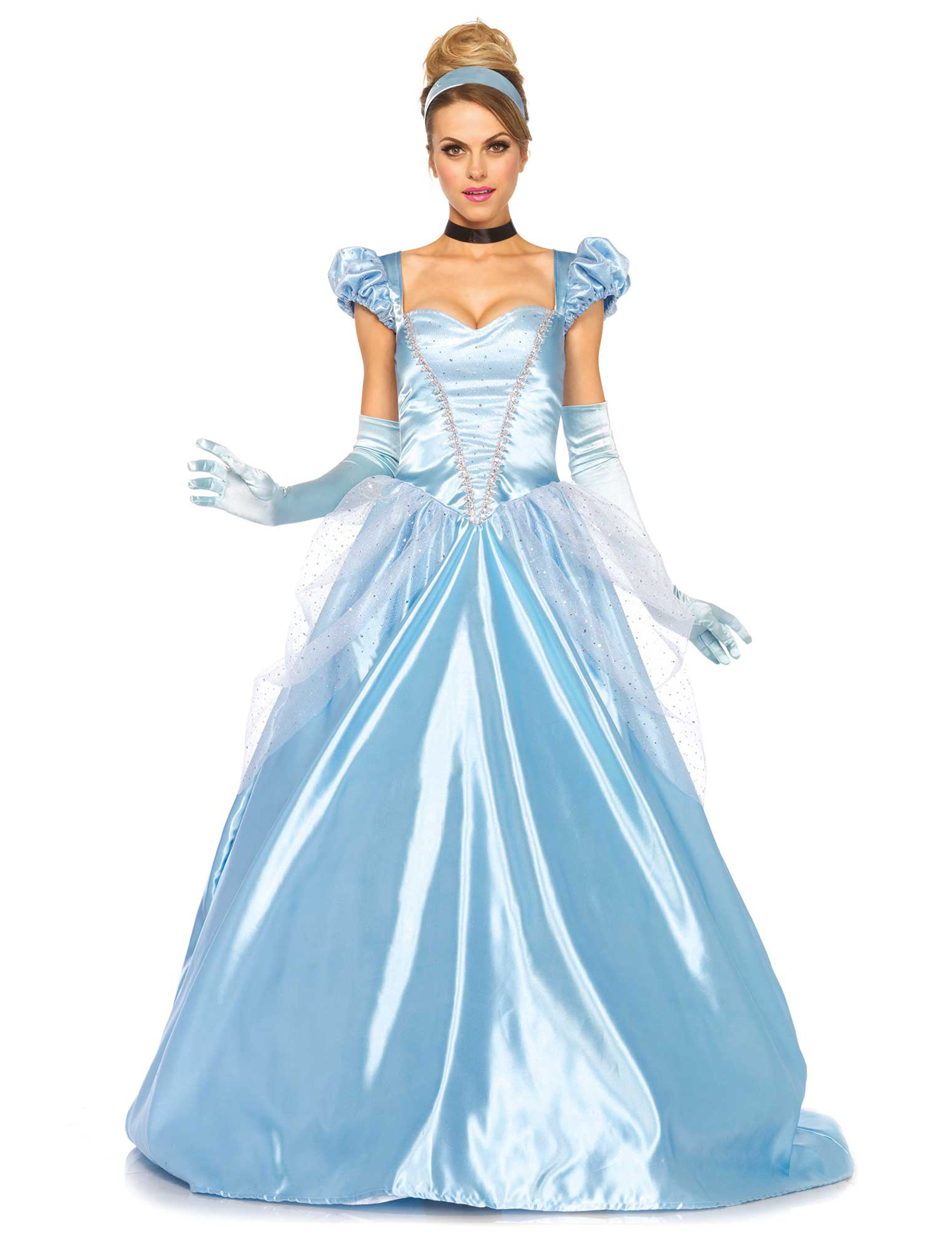 Déguisement princesse robe bleu satiné femme
