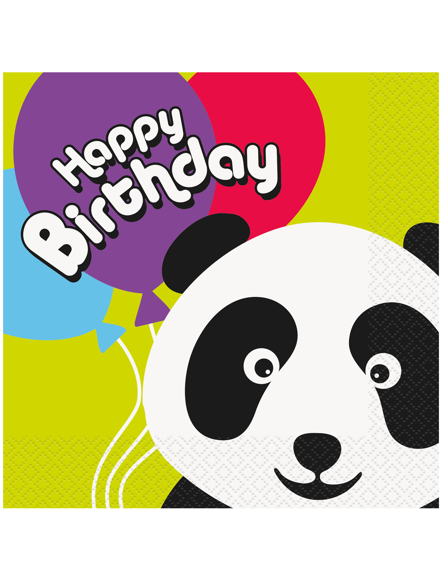 16 Serviettes en papier Anniversaire Panda 33 x 33 cm