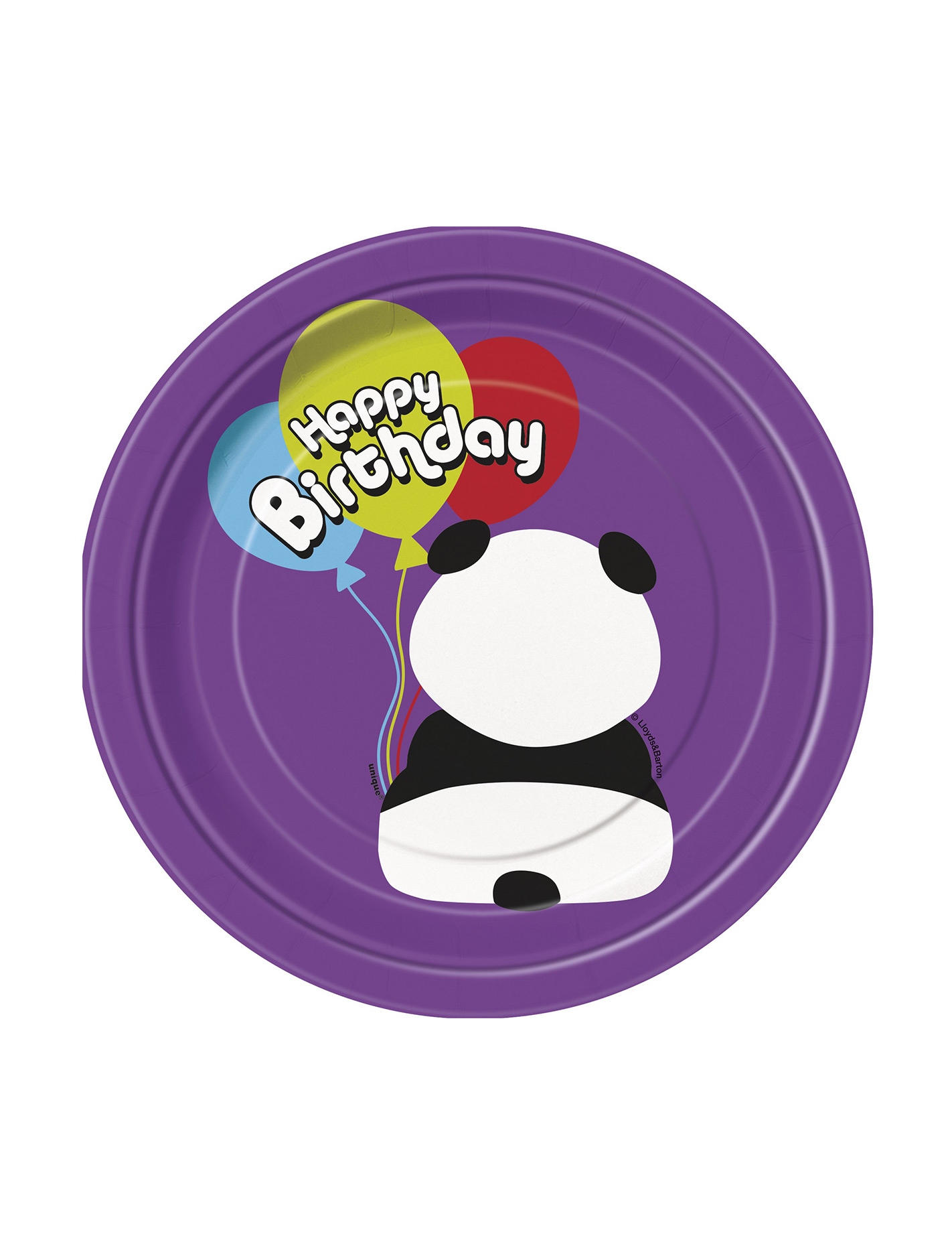 8 Petites assiettes en carton Anniversaire Panda 18 cm