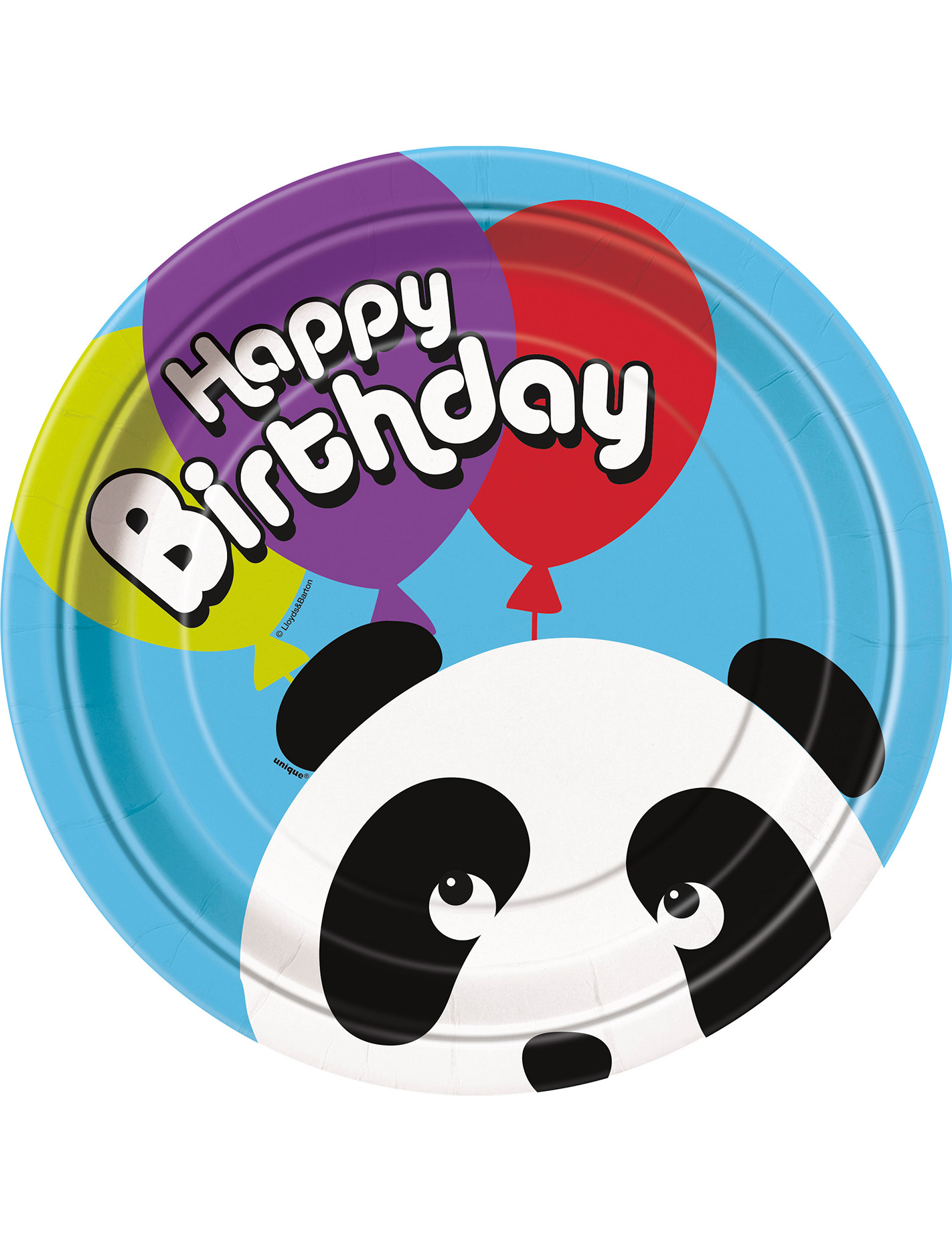 8 Assiettes en carton Anniversaire Panda 23 cm