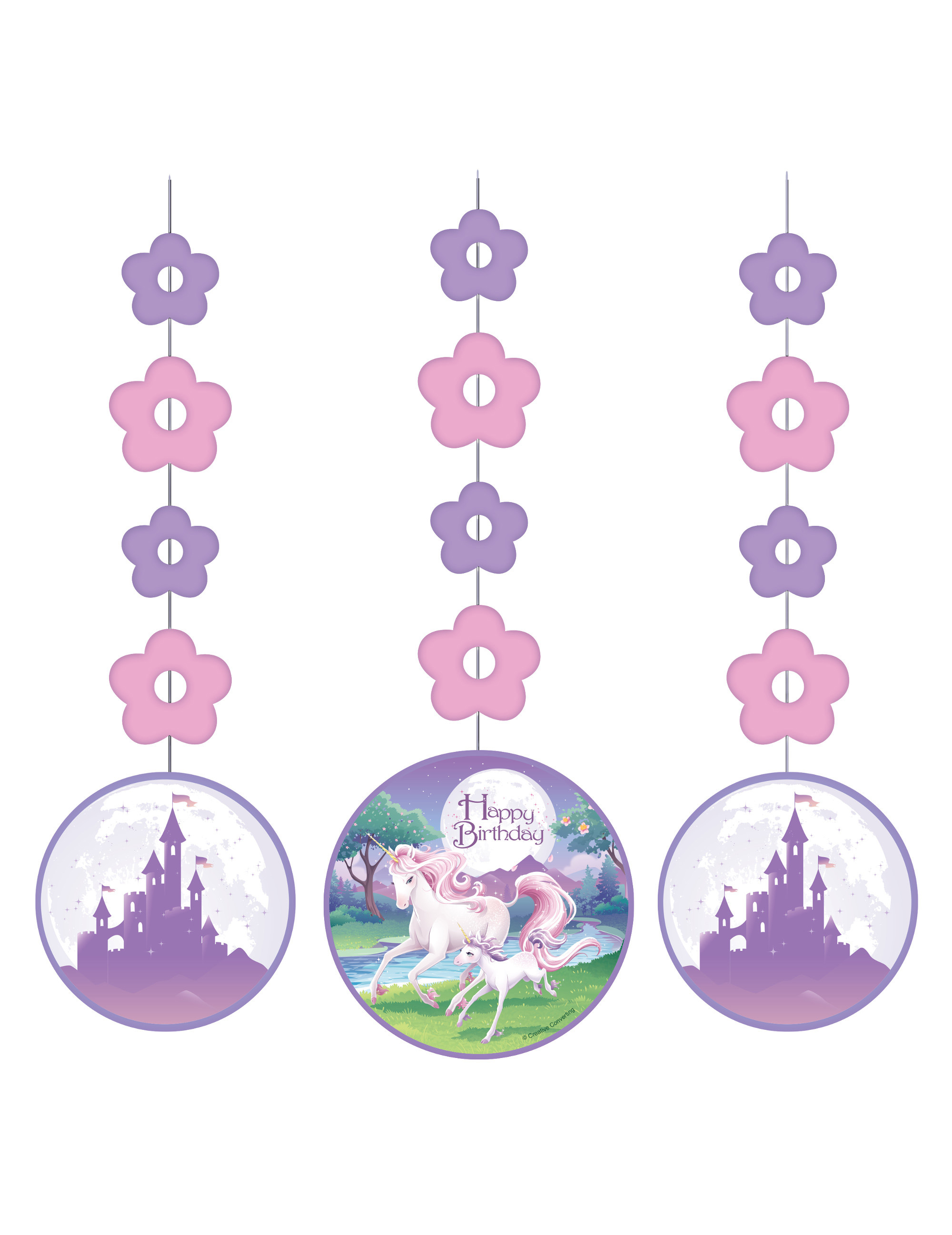 3 Décorations à suspendre Licorne magique 91 cm