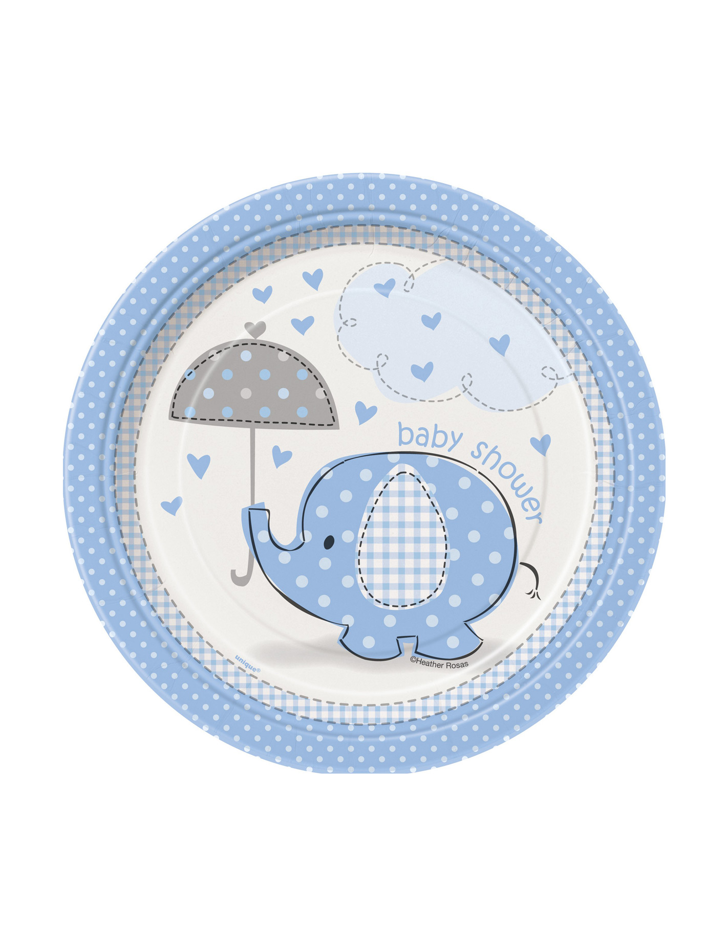 8 Petites assiettes carton Elephant Bleu 18 cm