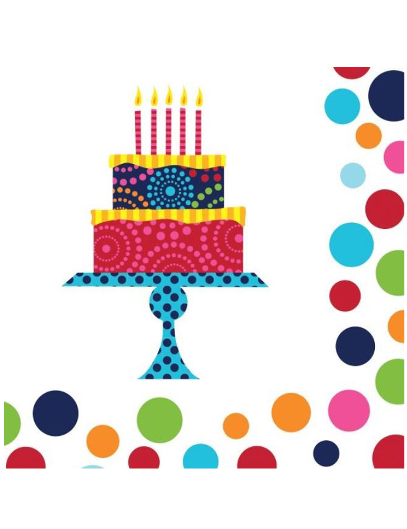 16 Serviettes en papier Blanc Gâteau d'anniversaire 33 x 33 cm