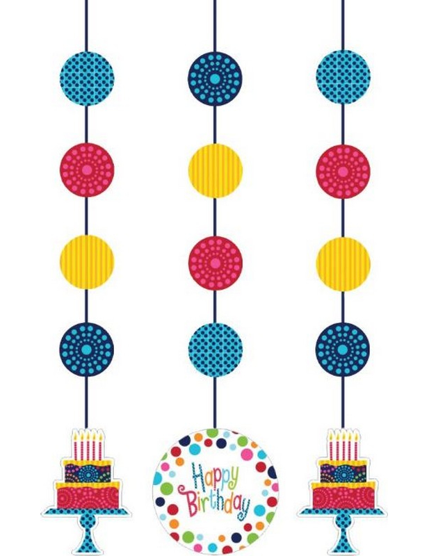 3 Décorations à suspendre Gâteau d'anniversaire 91 cm