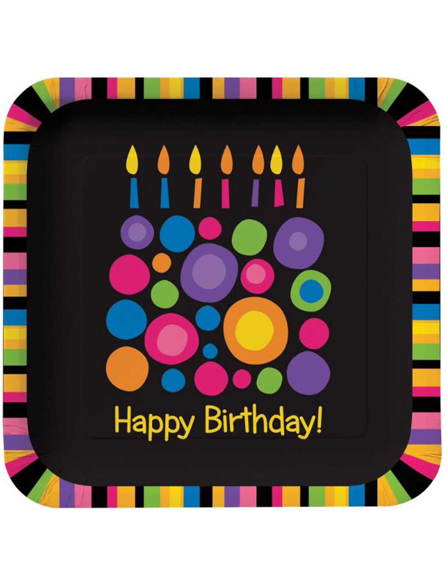 8 Assiettes Bougies d'anniversaire 23 cm