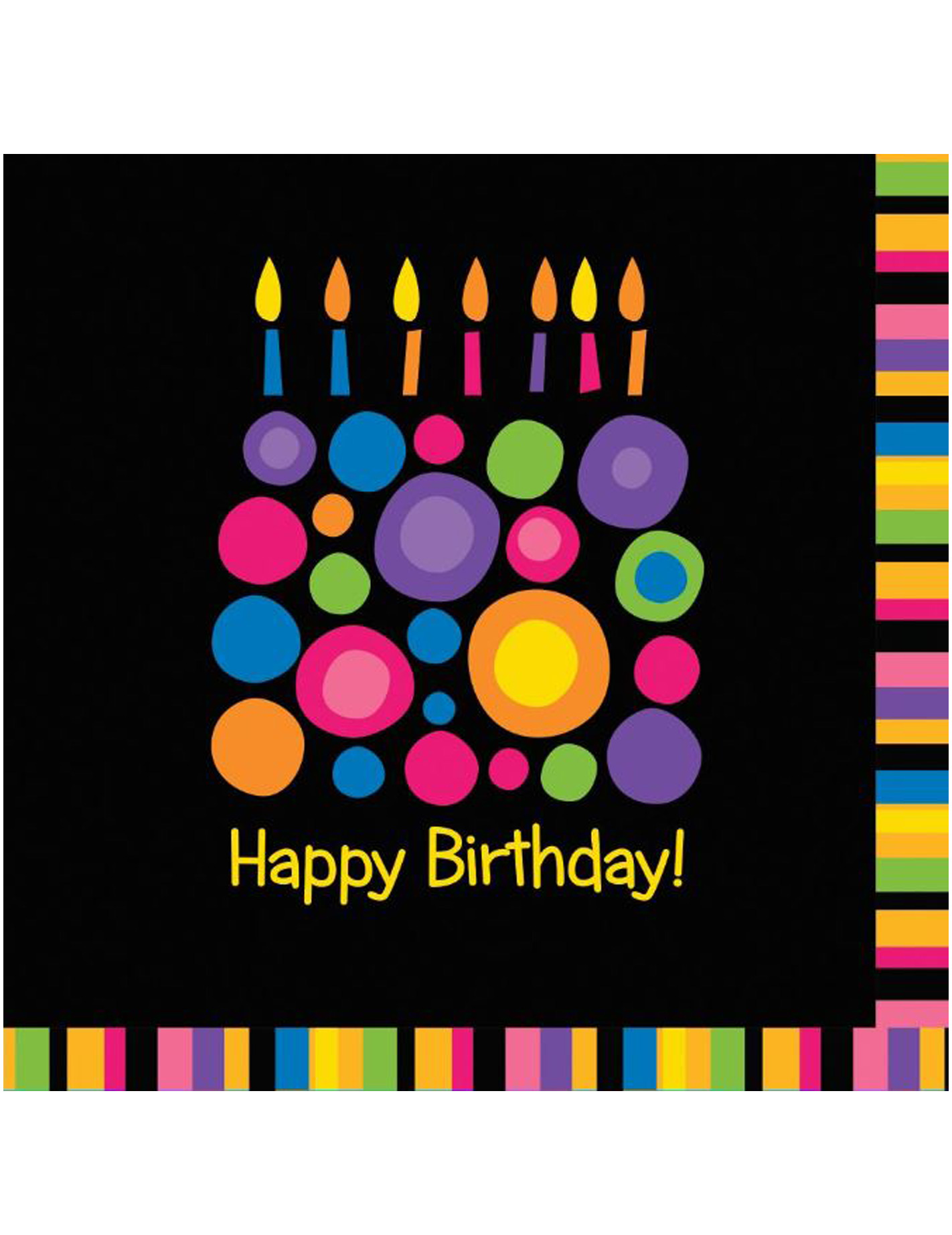 16 Serviettes en papier Noir Bougies d'anniversaire 33 x 33 cm