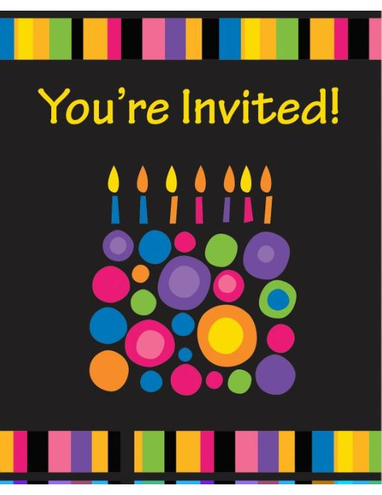 8 Cartons d'invitation Bougies d'anniversaire 10 X 15 cm