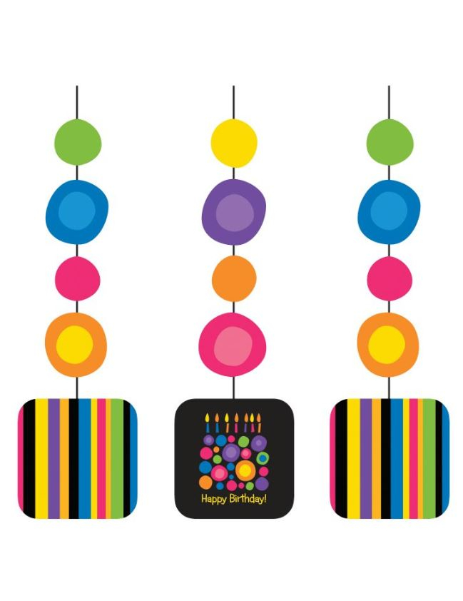 3 Décorations à suspendre Bougies d'anniversaire 91 cm