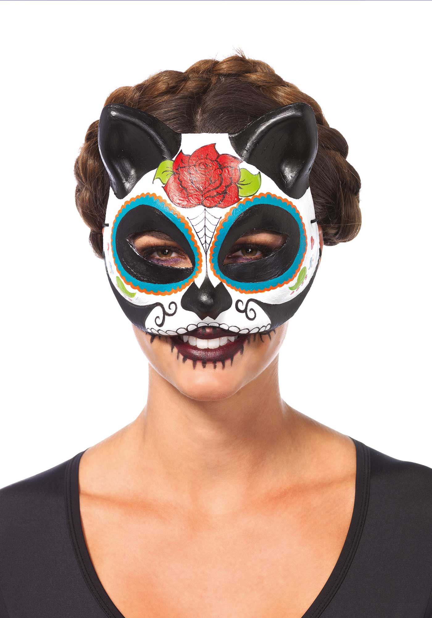Masque chat femme Dia de los Muertos