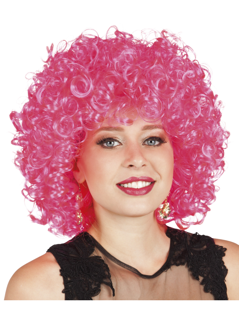 Perruque bouclée rose femme